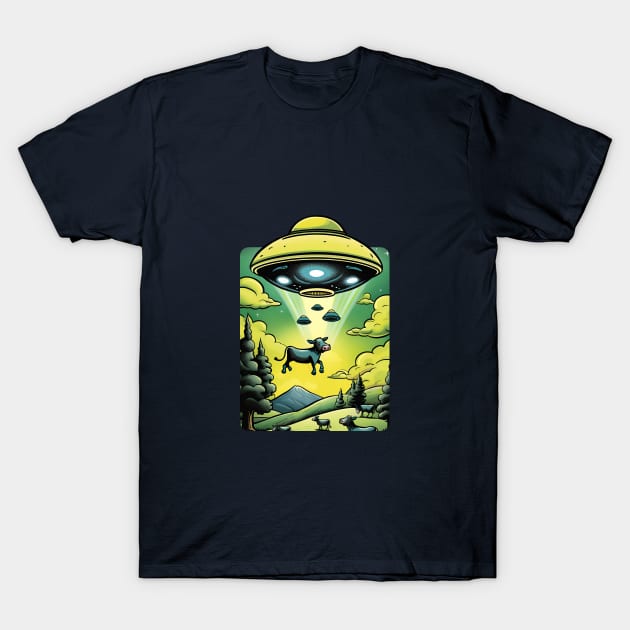 UFO Cow Abduction T-Shirt by roswellboutique